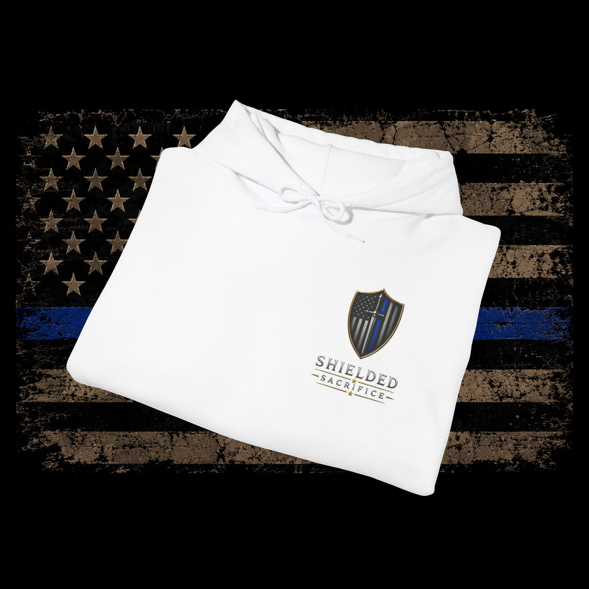 Shielded Tactical Logo Hoodie — Minimal Crest Chest Print