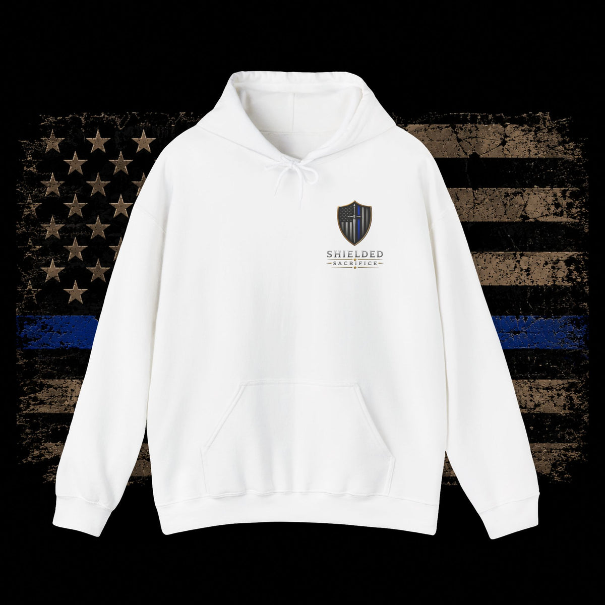 Shielded Tactical Logo Hoodie — Minimal Crest Chest Print