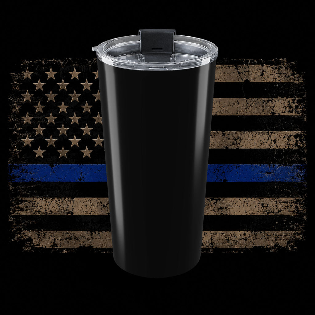 Thin Blue Line Insulated Tumbler — Shielded Sacrifice 20oz Shield Design