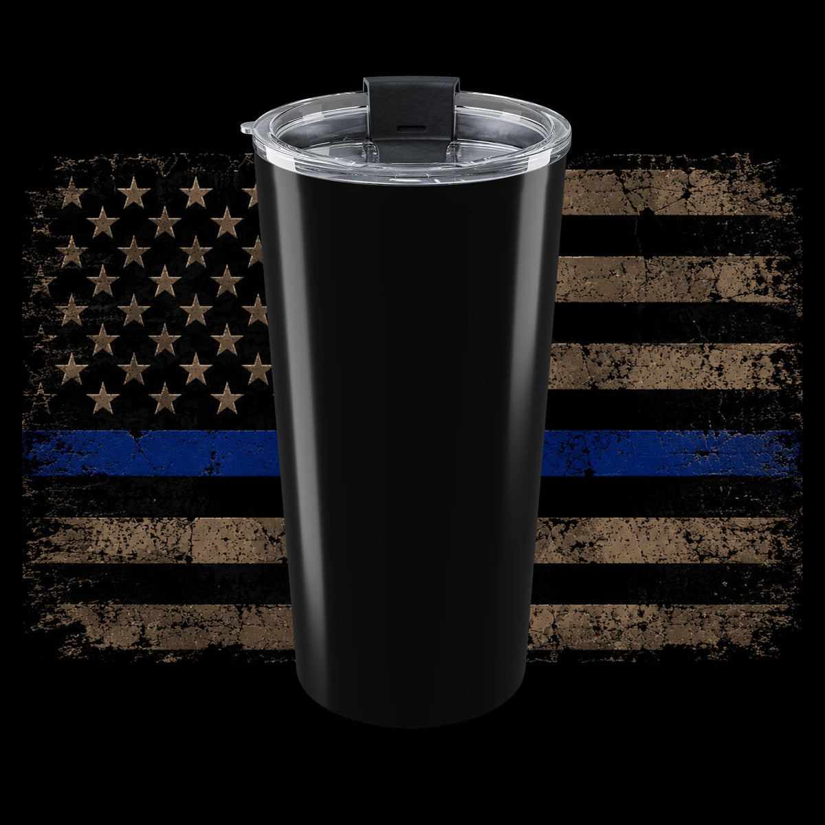 Thin Blue Line Insulated Tumbler — Shielded Sacrifice 20oz Shield Design