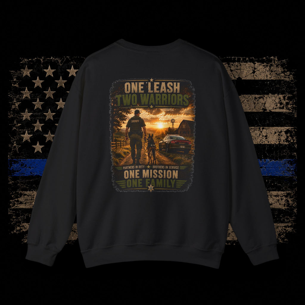 K9 Handler Sweatshirt — "One Leash, Two Warriors, One Mission" Crewneck