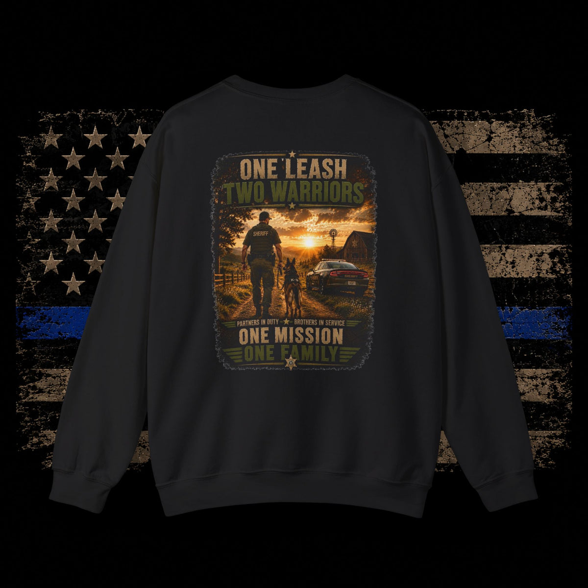 K9 Handler Sweatshirt — "One Leash, Two Warriors, One Mission" Crewneck