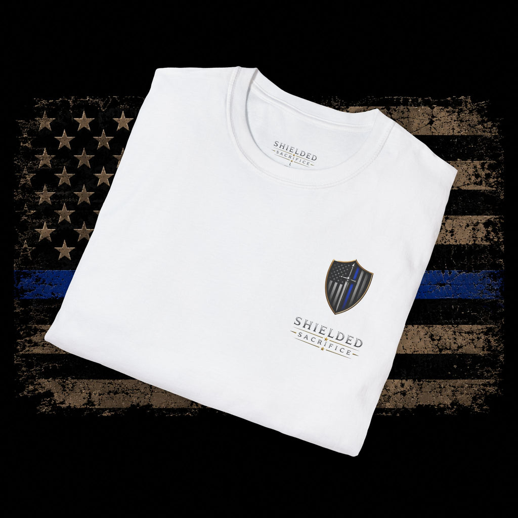 Shielded Sacrifice Police T-Shirt — "Standing the Line" Tribute Tee