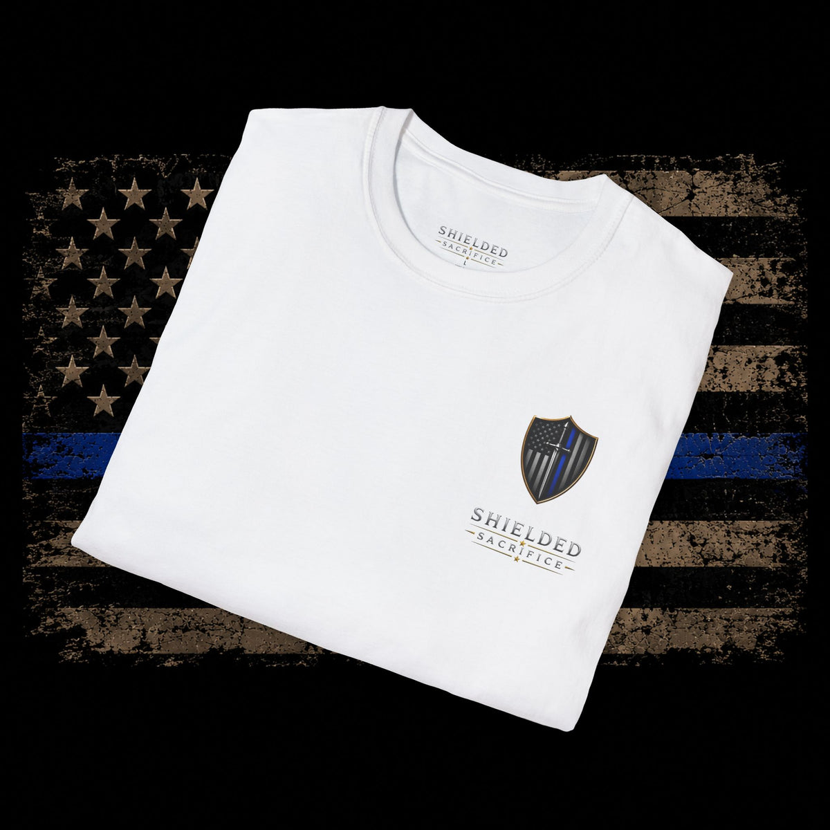 Shielded Sacrifice Police T-Shirt — "Standing the Line" Tribute Tee