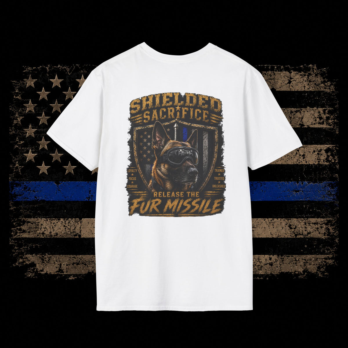 T-Shirt — Shielded Sacrifice "Release the Fur Missile" K9 Thin Blue Line
