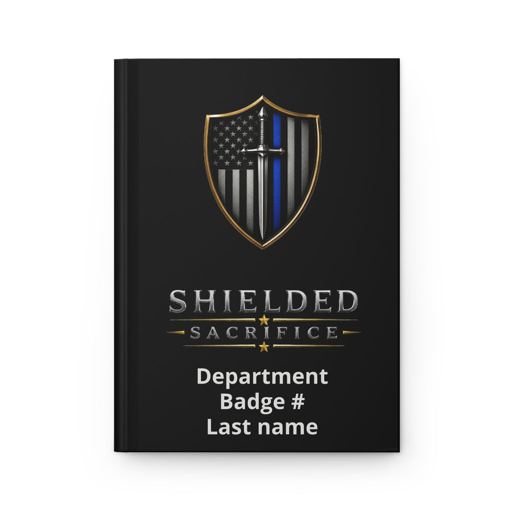 Shielded Sacrifice Hardcover Journal — Thin Blue Line Police Tribute Notebook