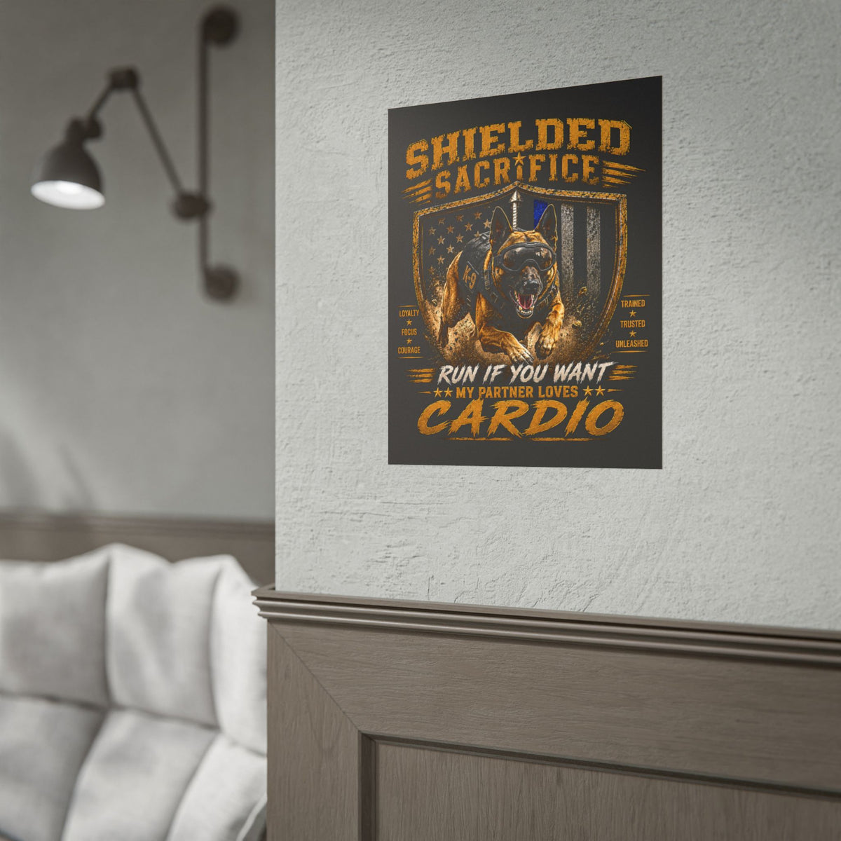 K9 Handler Wall Art — Belgian Malinois "Run If You Want, My Partner Loves Cardio" Poster