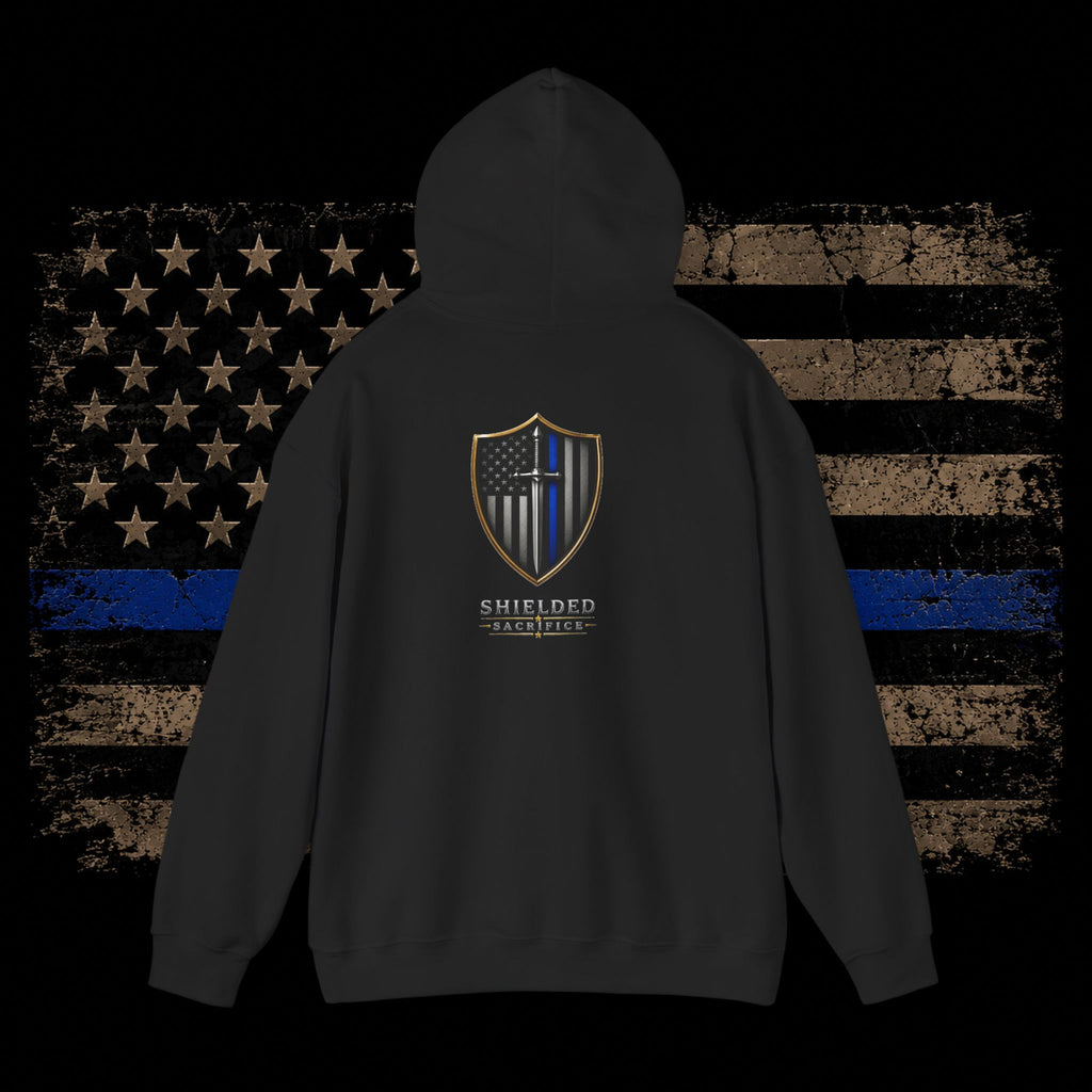 Shielded Tactical Logo Hoodie — Minimal Crest Chest Print