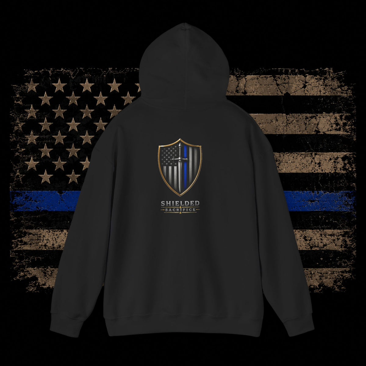 Shielded Tactical Logo Hoodie — Minimal Crest Chest Print