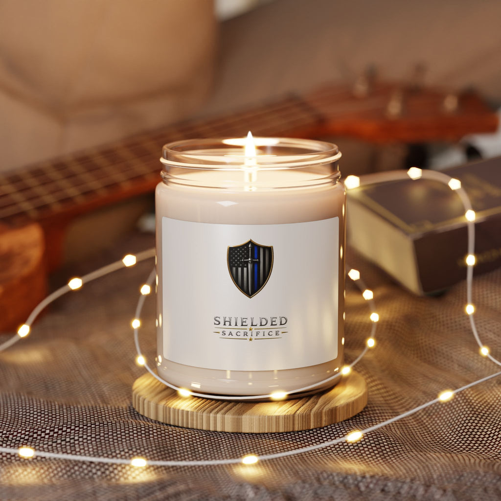 Shielded Sacrifice Logo Soy Candle — 9oz Scented Jar
