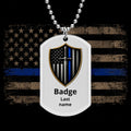 Thin Blue Line Shield Dog Tag Necklace — Shielded Sacrifice Peacekeeper