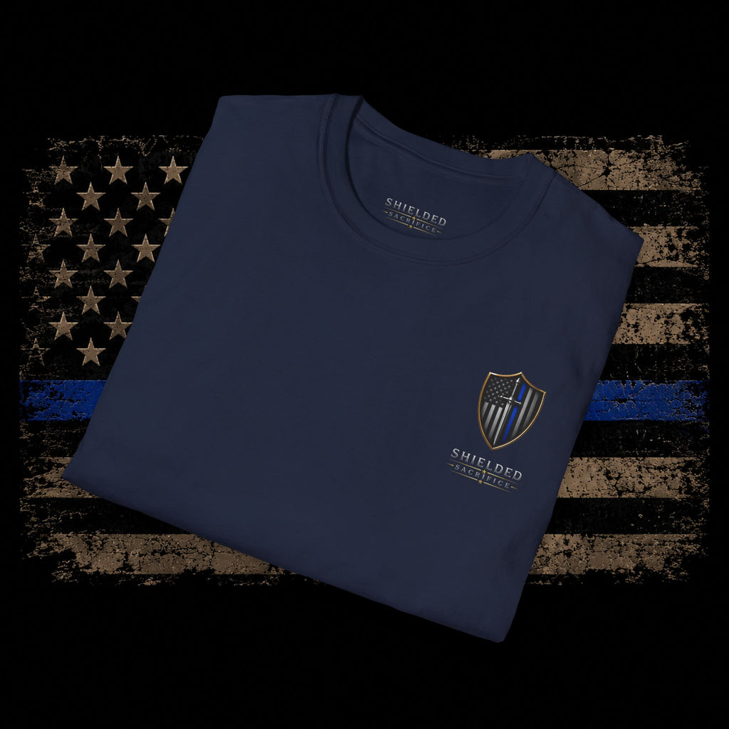Police Support T-Shirt — "Some Battles Are Fought in Silence" Thin Blue Line Tee