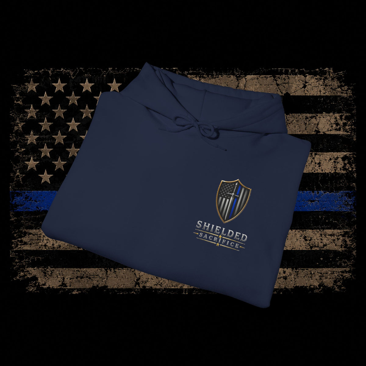 Shielded Sacrifice Hoodie — "Show No Mercy, Cardio" Tactical Gym Hoodie