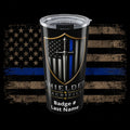 Thin Blue Line Insulated Tumbler — Shielded Sacrifice 20oz Shield Design