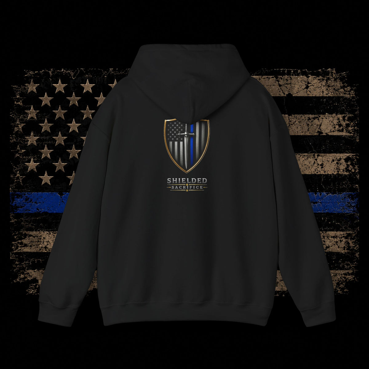 Shielded Tactical Logo Hoodie — Minimal Crest Chest Print