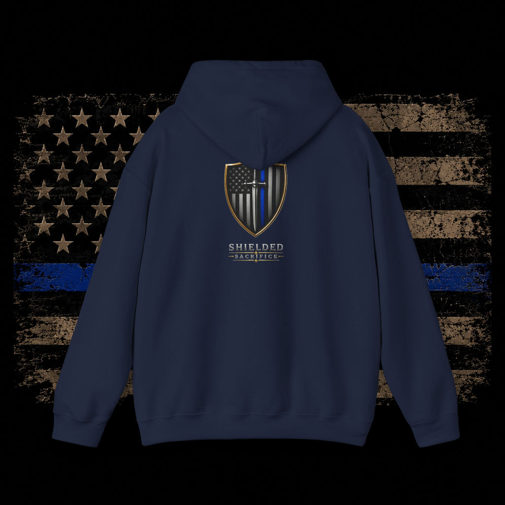 Shielded Tactical Logo Hoodie — Minimal Crest Chest Print