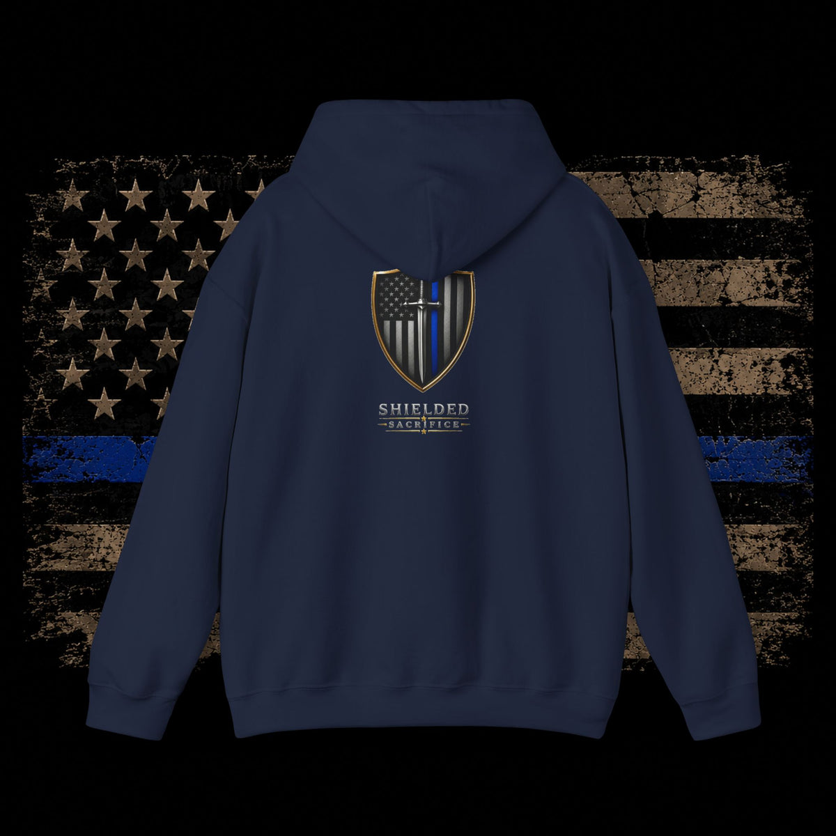 Shielded Tactical Logo Hoodie — Minimal Crest Chest Print