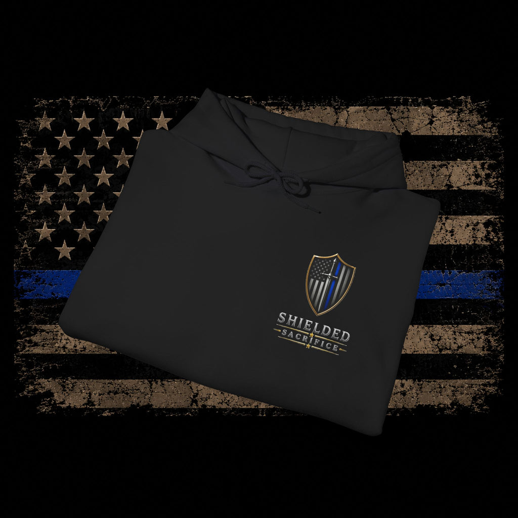 Shielded Sacrifice Hoodie — "Show No Mercy, Cardio" Tactical Gym Hoodie