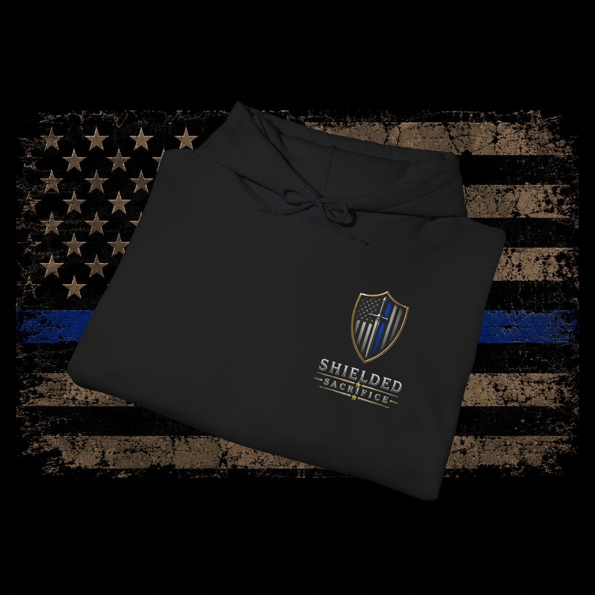 Shielded Sacrifice Hoodie — "Show No Mercy, Cardio" Tactical Gym Hoodie