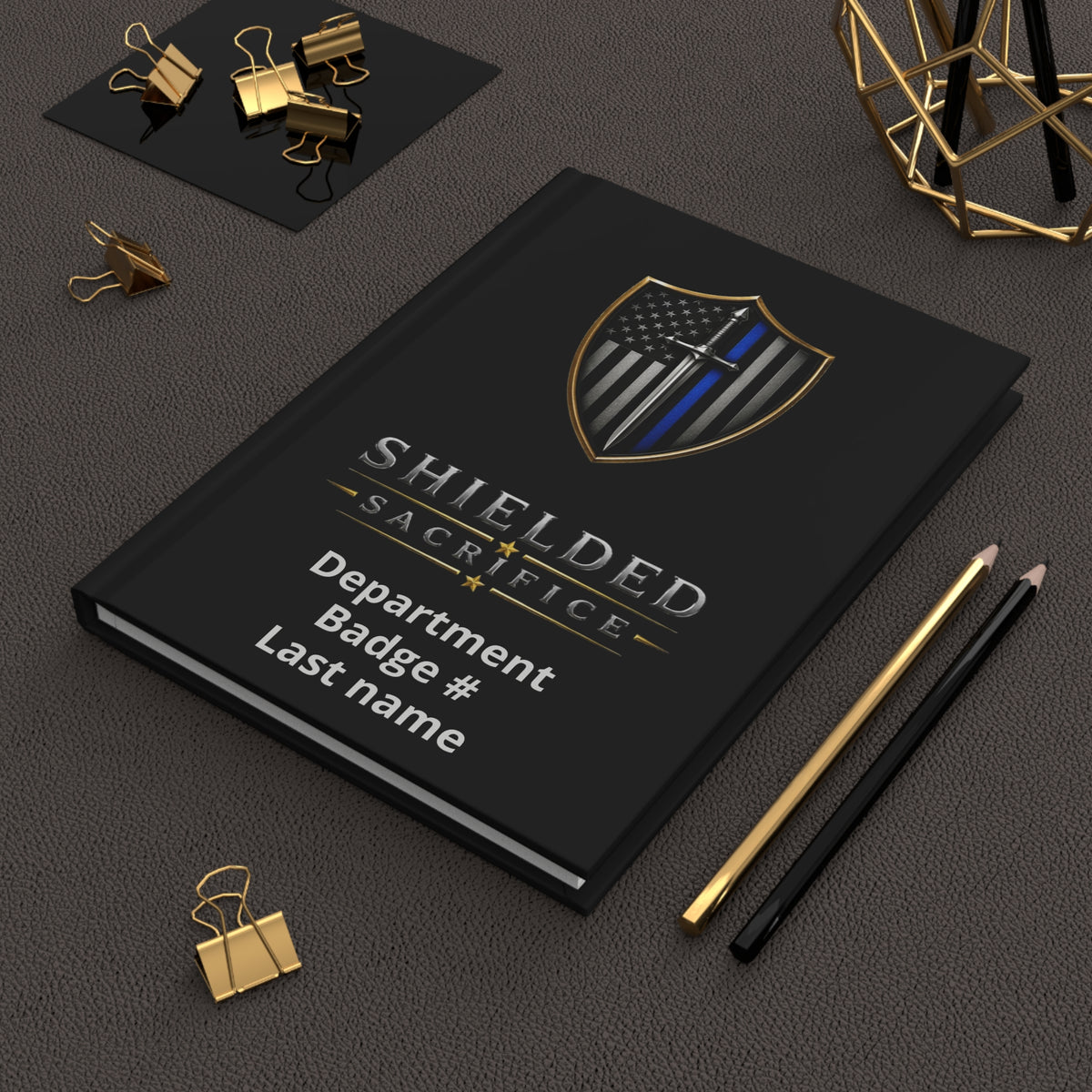Shielded Sacrifice Hardcover Journal — Thin Blue Line Police Tribute Notebook