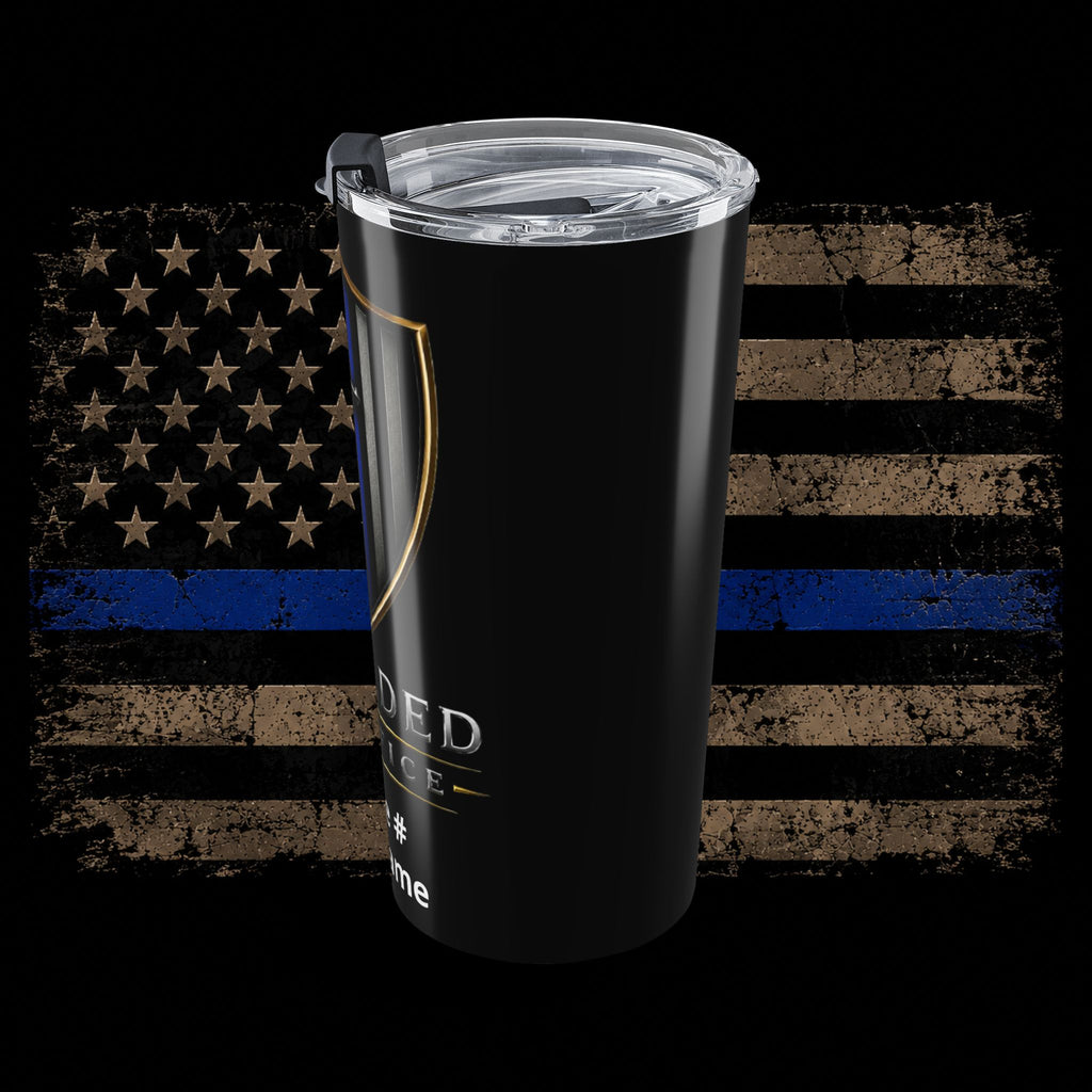 Thin Blue Line Insulated Tumbler — Shielded Sacrifice 20oz Shield Design